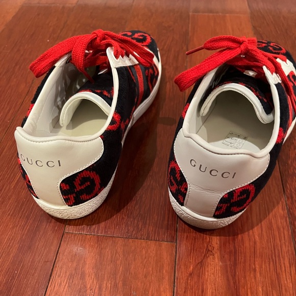 Gucci | New Ace Sneaker Terry Cloth Red Navy Blue Logomania 35 - Picture 2 of 6